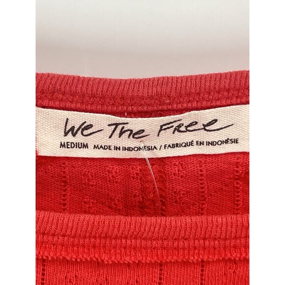 We the Free Red Ribbed Crop Top 3/4 Sleeve Sz M NWT $44 - Picture 4 of 7